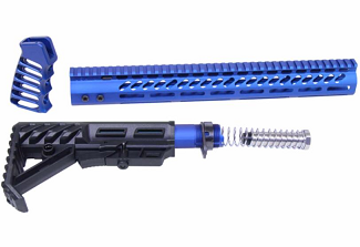 AR-15 ULTRALIGHT SERIES COMPLETE FURNITURE SET (ANODIZED BLUE)